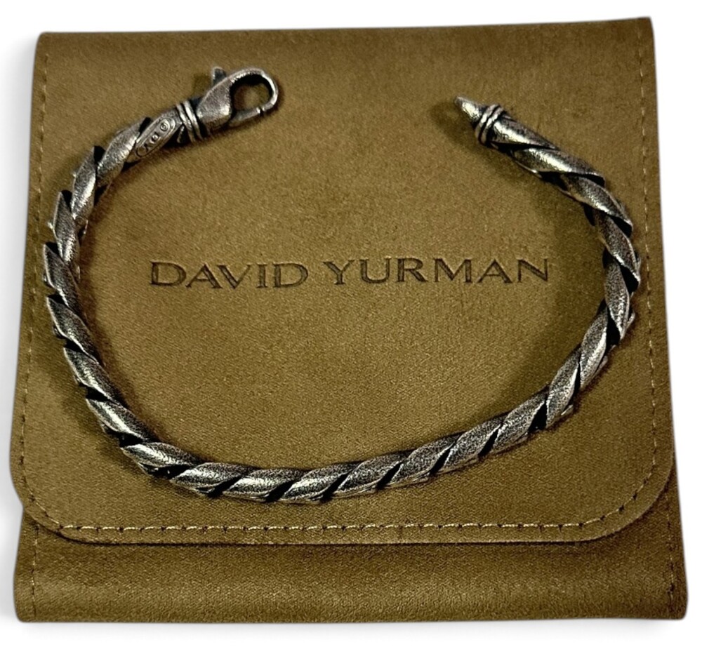 David Yurman Sterling Silver Bracelet Cobra Chain Sterling 8" with Pouch